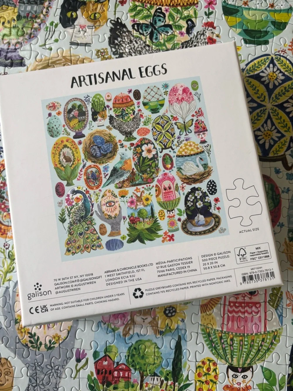 500-Piece Galison Illustrated Egg & Bird Puzzle - Colorful Floral Design - Picture 3 of 5